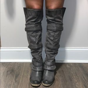 Distressed Knee High Boots